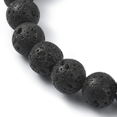 Dyed Natural Lava Rock Round Beaded Stretch Bracelets BJEW-TA00337-01-1