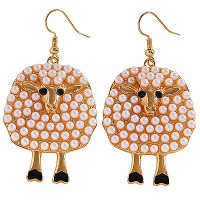 Alloy & Plastic Pearl & Rhinestone Dangle Earrings WG338F7-04-1