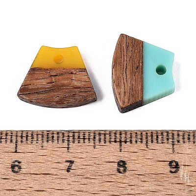 Opaque & Transparent Resin & Walnut Wood Pendants RESI-N053-34-1