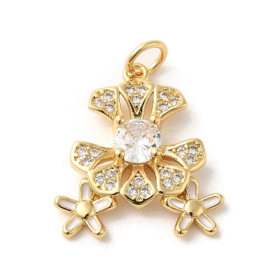 Brass Micro Pave Cubic Zirconia Pendants KK-K358-01A-G-1