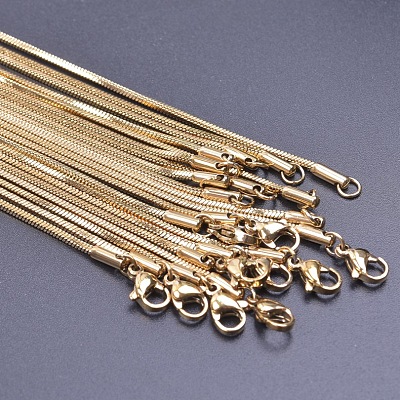 1.5mm 304 Stainless Steel Square Snake Chain Necklaces X-TW4888-1-1