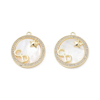 Rack Plating Brass Micro Pave Cubic Zirconia Pendants KK-A183-31G-1