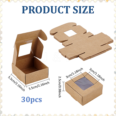30Pcs Foldable Square Paper Storage Gift Boxes with Visible Window CON-PH0003-62A-1