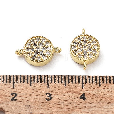 Rack Plating Brass Micro Pave Clear Cubic Zirconia Connector Charms KK-Z036-07G-1