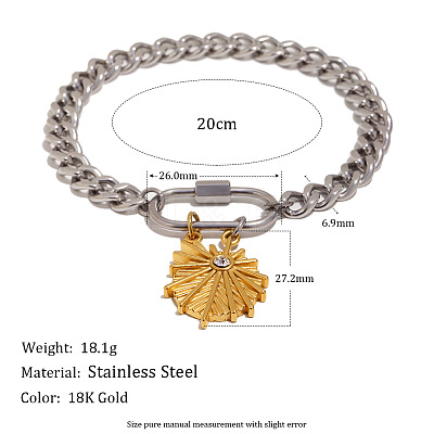 Duo Tone 304 Stainless Steel Shell Shape Charm Bracelets for Women WG49D03-01-1