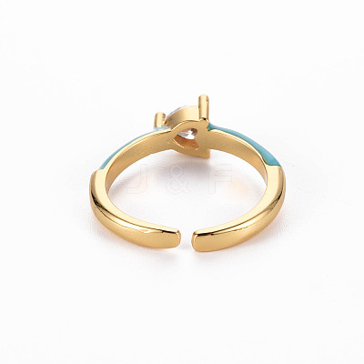 Brass Enamel Cuff Rings RJEW-T016-31I-NF-1
