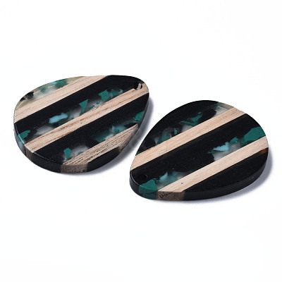 Stripe Resin & Walnut Wood Pendants RESI-N025-015A-D01-1