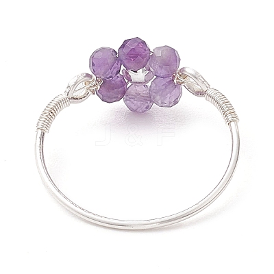 Flower Natural Gemstone Ring RJEW-JR00711-02-1
