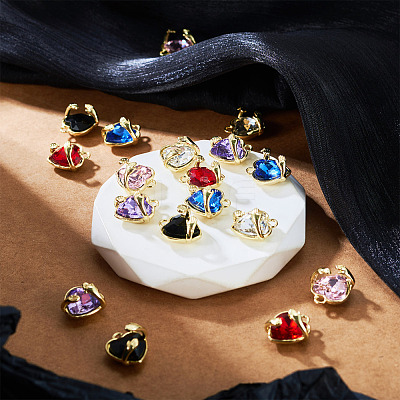 18Pcs 6 Colors Alloy Glass Charms FIND-TA0009-91G-1