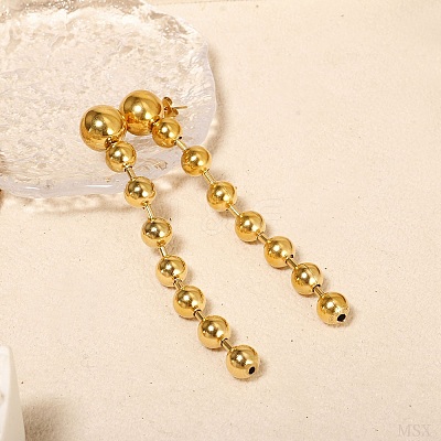 304 Stainless Steel Round Tassel Stud Earrings EJEW-D330-02G-1