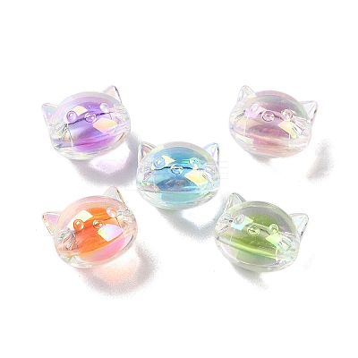 UV Plating Rainbow Iridescent Acrylic Beads OACR-H112-15A-1
