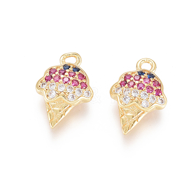 Brass Micro Pave Cubic Zirconia Charms ZIRC-L093-23G-1