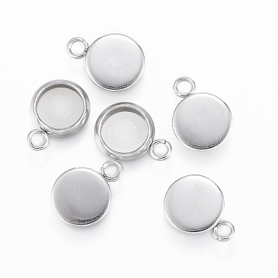 Non-Tarnish 304 Stainless Steel Pendant Cabochon Settings X-STAS-E146-18P-6mm-1