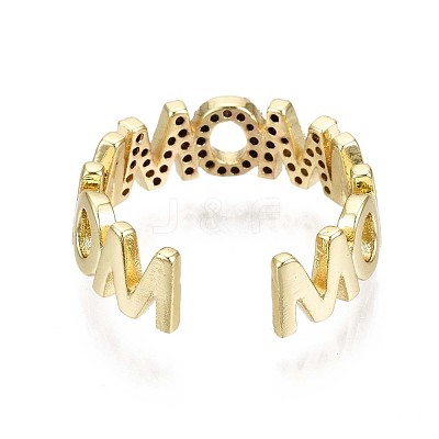 Brass Micro Pave Clear Cubic Zirconia Cuff Rings RJEW-S044-109-NF-1
