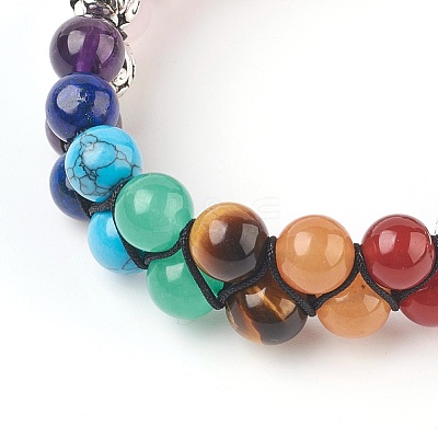 Chakra Natural Rose Quartz Braided Bead Bracelets BJEW-O164-A07-1