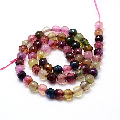 Dyed Natural Agate Faceted Round Beads Strands X-G-P098-02-1