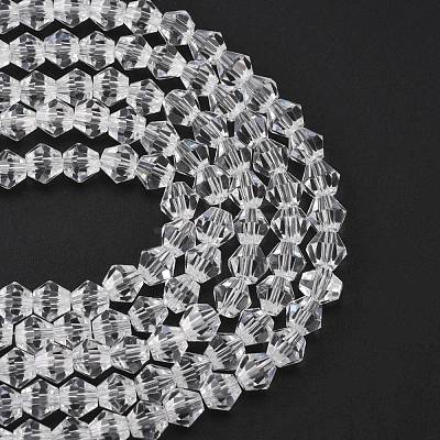 Clear Faceted Glass Bicone Beads Strands X-GLAA-S026-6mm-07-1