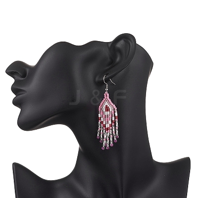 Natural Ruby Rhombus Dangle Earrings EJEW-MZ00567-06-1