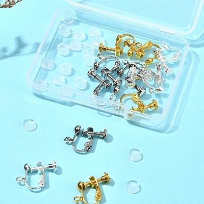 12Pcs 3 Colors Brass Screw On Clip-on Earring Findings KK-FS0001-29-1