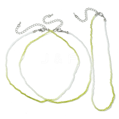 Faceted Rondelle Glass Beaded Necklace for Women NJEW-M208-02J-1