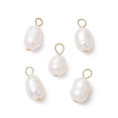 Natural Cultured Freshwater Pearl Rice Charms PALLOY-JF03921-02-1