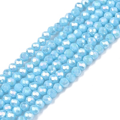Electroplate Glass Beads Strands EGLA-A044-P1mm-B08-1