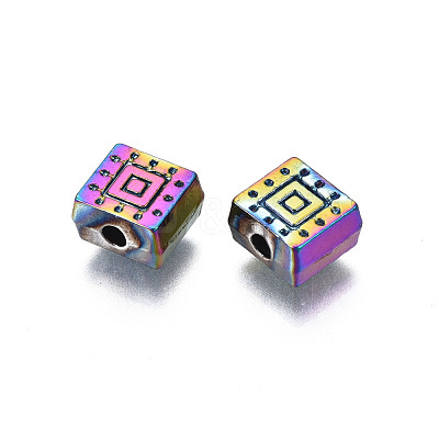 Rack Plating Rainbow Color Alloy Beads PALLOY-S180-357-1