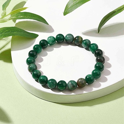Natural Emerald Beaded Bracelets BJEW-JB10214-01-1
