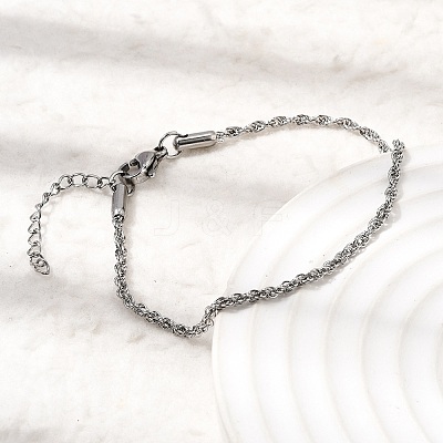 304 Stainless Steel Rope Chain Bracelets for Women BJEW-P395-01P-1