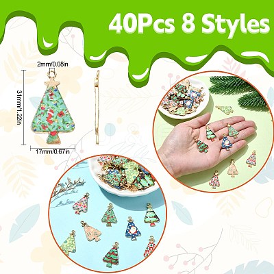 40Pcs 8 Styles Christmas Theme Alloy Pendant FIND-CJ0002-32-1