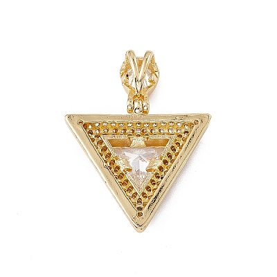 Brass Micro Pave Clear Cubic Zirconia Pendants KK-G439-06G-1