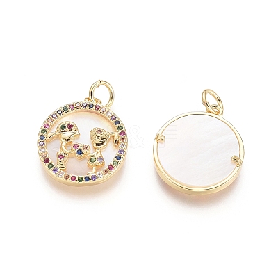 Brass Micro Pave Cubic Zirconia Pendants ZIRC-G161-14G-01-1