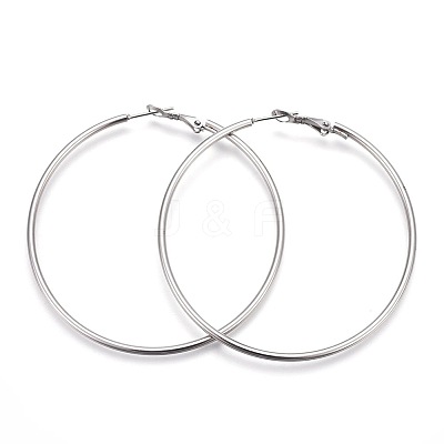 Non-Tarnish 201 Stainless Steel Hoop Earrings X-EJEW-F188-24P-D-1