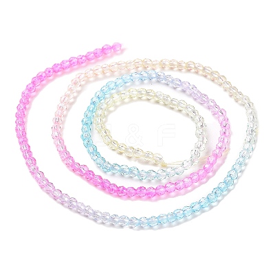 Transparent Gradient Color Glass Beads Strands GLAA-G101-2mm-07-1
