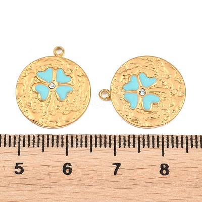 304 Stainless Steel Enamel & Crystal Rhinestone Pendants STAS-G398-28G-02-1