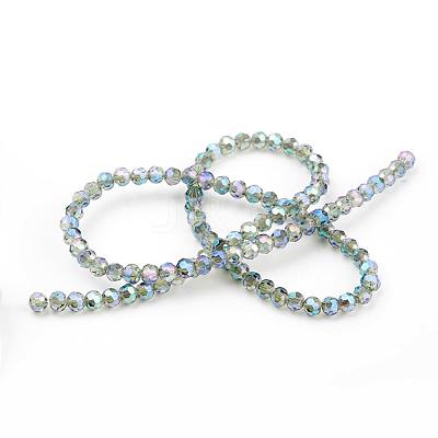 Faceted(32 Facets) Round Electroplate Glass Beads Strands X-EGLA-D021-72-1