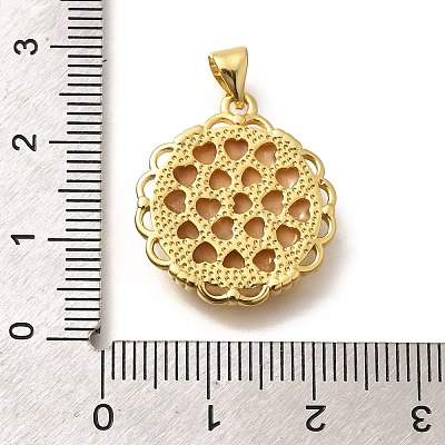 Brass with Natural Shell Carved Pendants KK-Z091-07G-03-1