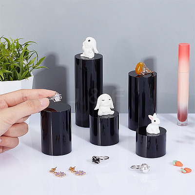 5Pcs 5 Styles Column Opaque Acrylic Jewelry Display Pedestals ODIS-FG0001-63-1