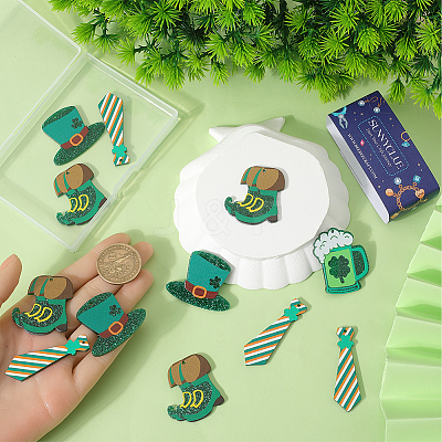 16Pcs 4 Styles Opaque Printed Acrylic Pendants OACR-SC0001-28-1