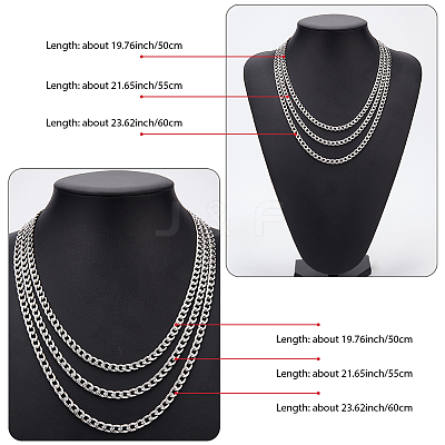 1Pc 304 Stainless Steel Cuban Link Chain Necklaces for Men Women NJEW-BM0001-08D-1