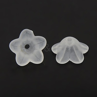 Chunky White Transparent Frosted Flower Acrylic Beads X-PL560-1
