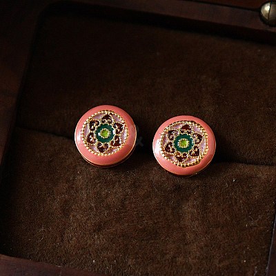 Brass Enamel Stud Earrings for Women WGB35AF-02-1
