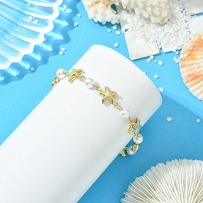 4Pcs 304 Stainless Steel & Shell Pearl Link Chains Bracelets for Women BJEW-JB13815-1
