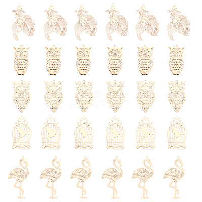 30Pcs 5 Style Brass Pendants KKC-CA0001-10-1