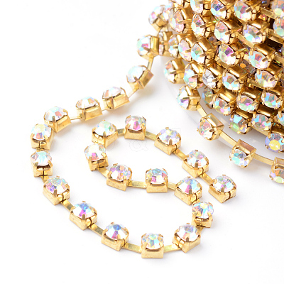 Brass Rhinestone Strass Chains CHC-T002-SS18-02C-1
