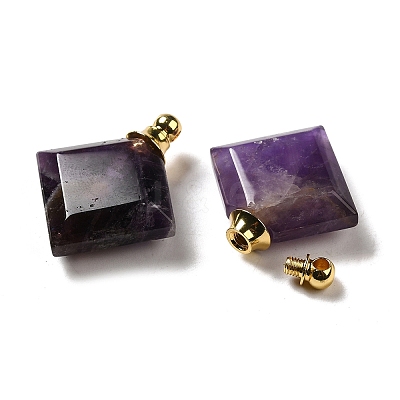 Natural Amethyst Perfume Bottle Pendants G-Z039-05G-06-1