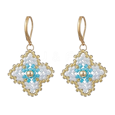 3 Pairs Handmade Glass Seed Beads Flower Leverback Earrings EJEW-MZ00578-1