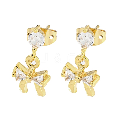 Brass Micro Pave Cubic Zirconia Stud Earrings EJEW-P261-44G-1