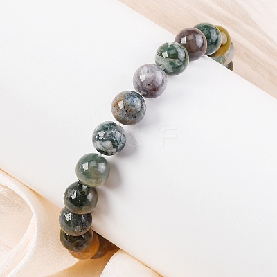 Natural Indian Agate Beaded Stretch Bracelets BJEW-I253-8mm-11-1