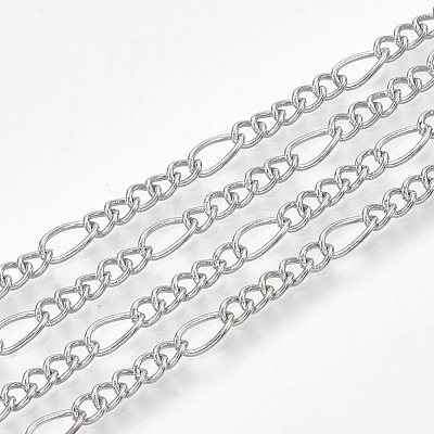 Brass Coated Iron Figaro Chain Necklace Making MAK-T006-03P-1